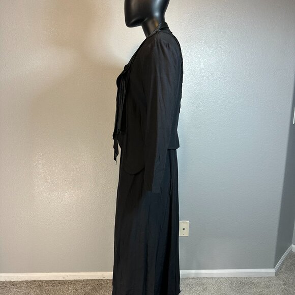 Wild Rose Black Sleeveless Button Front Midi Dress w/ Embroidered Jacket Size 8 - Picture 6 of 10